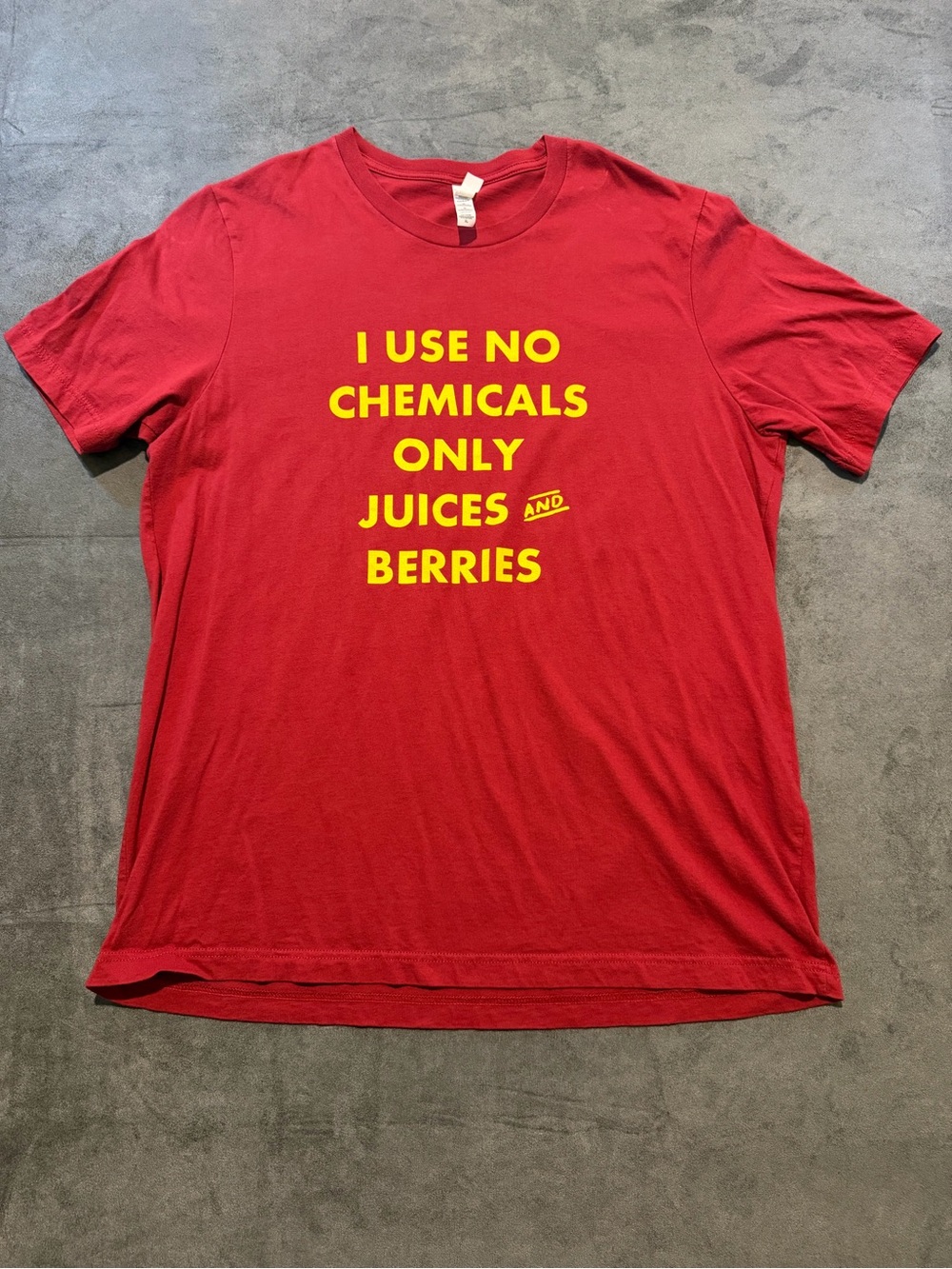 Bella Canvas Red Short Sleeve Tee with Yellow Graphic Text